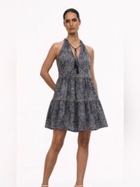 Paani Halter Tiered Paisley Printed Tunic Sundress